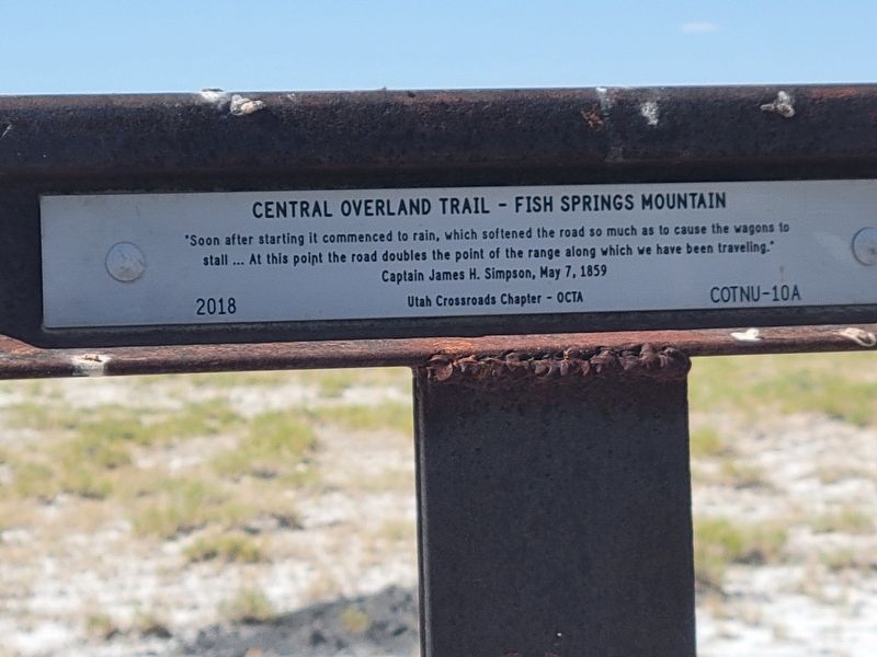 Central Overland Trail - Fish Springs Mountain Marker. Click for full size. Central Overland Trail - Fish Springs Mountain Marker image. Click for full size.