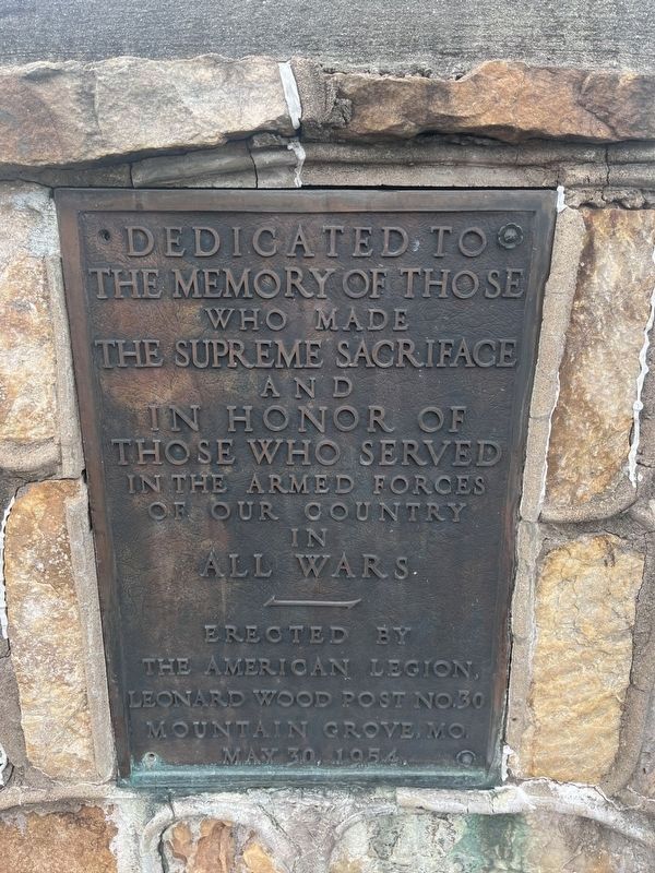 Mountain Grove Veterans Memorial. Click for full size. Mountain Grove Veterans Memorial image. Click for full size.