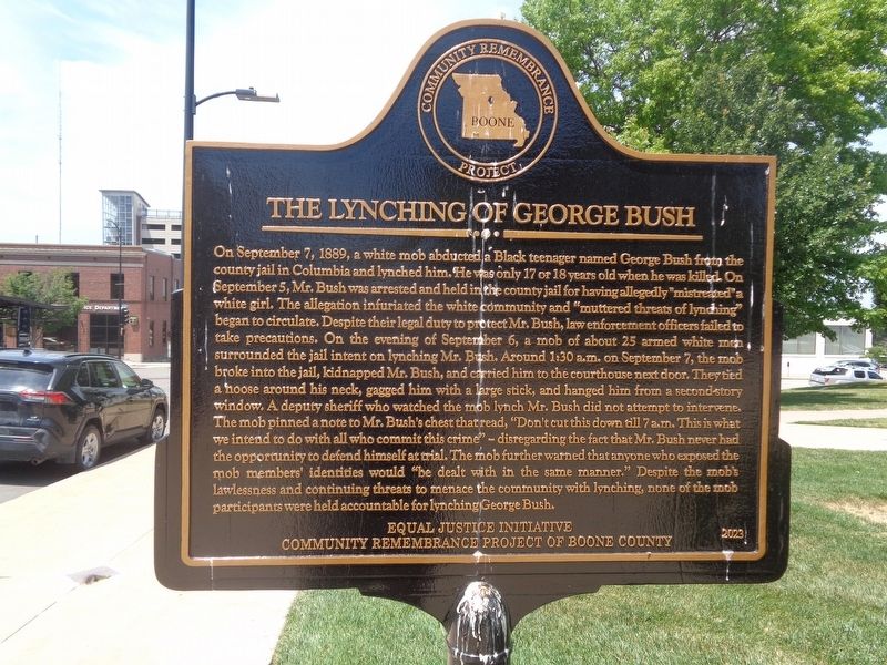 Lynching in America / The Lynching of George Bush Marker. Click for full size. Lynching in America / The Lynching of George Bush Marker image. Click for full size.