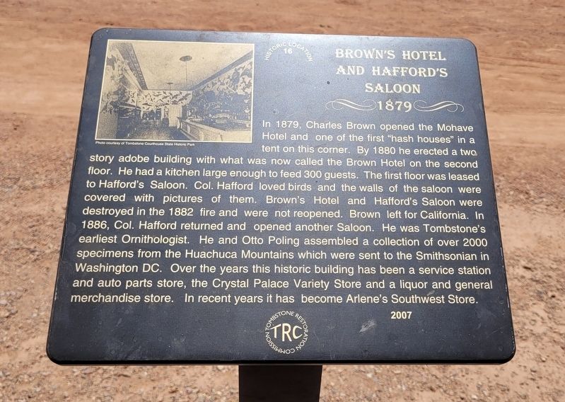 Brown's Hotel and Hafford's Saloon Marker image. Click for full size.