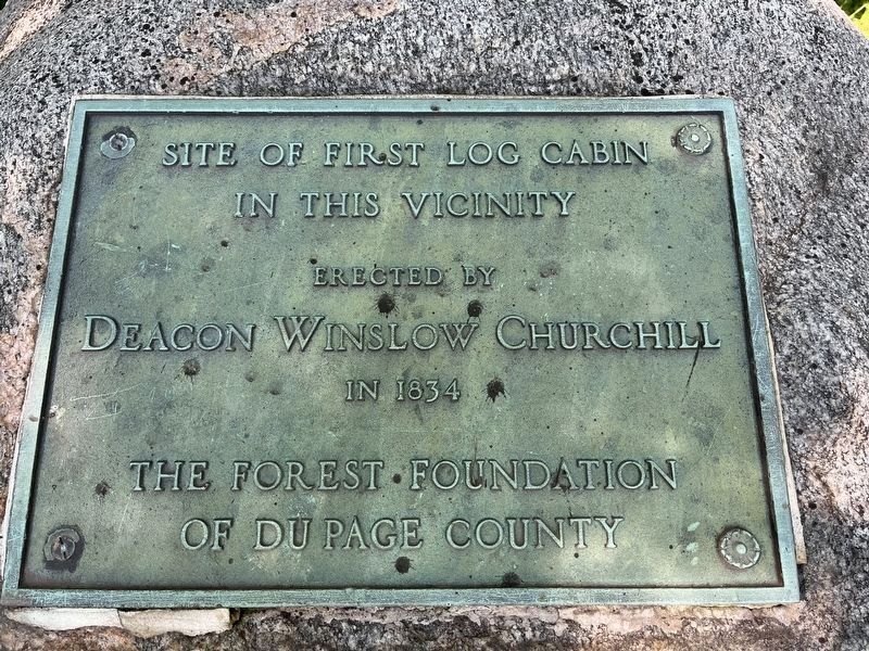 Site of First Log Cabin Marker. Click for full size. Site of First Log Cabin Marker image. Click for full size.