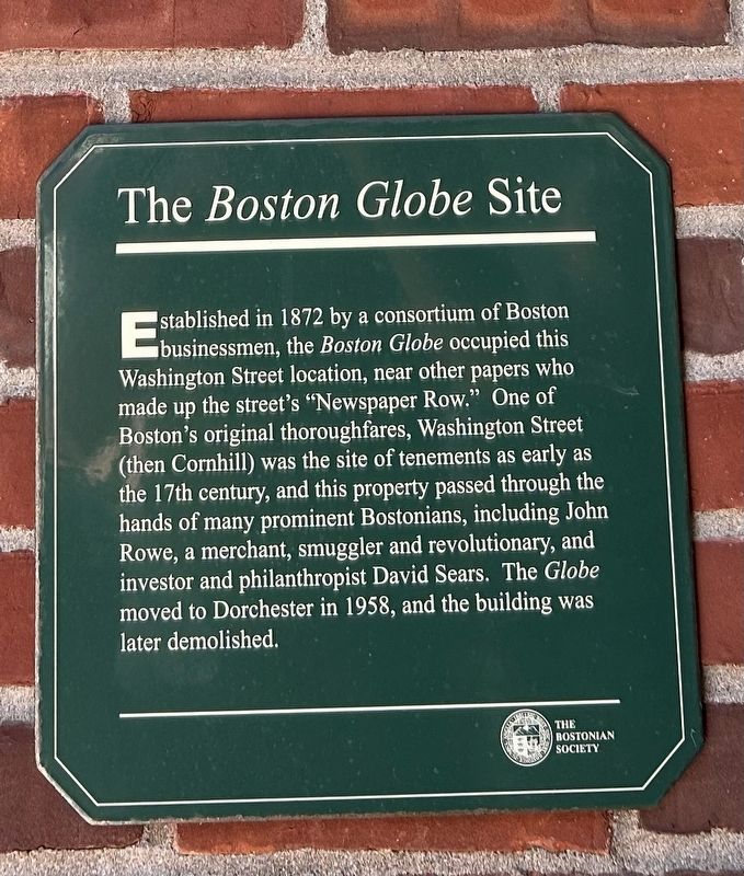 The Boston Globe Site Marker image. Click for full size.