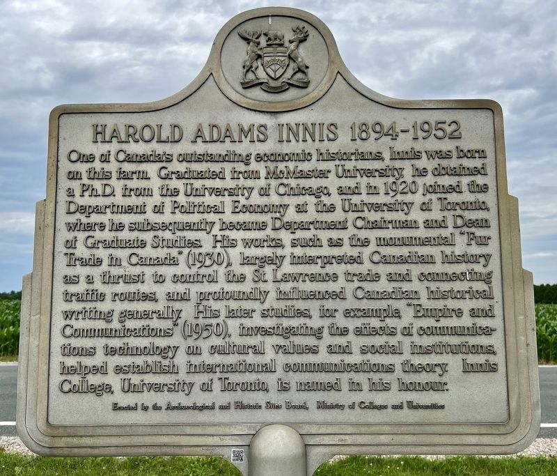 Harold Adam Innis 1894-1952 Marker image. Click for full size.