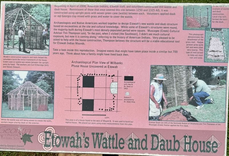 Etowah�s Wattle and Daub House Marker image. Click for full size.