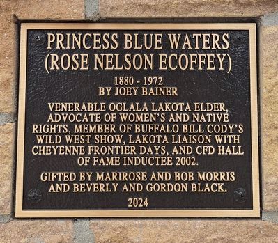 Princess Blue Waters (Rose Nelson Ecoffey) Marker. Click for full size. Princess Blue Waters (Rose Nelson Ecoffey) Marker image. Click for full size.