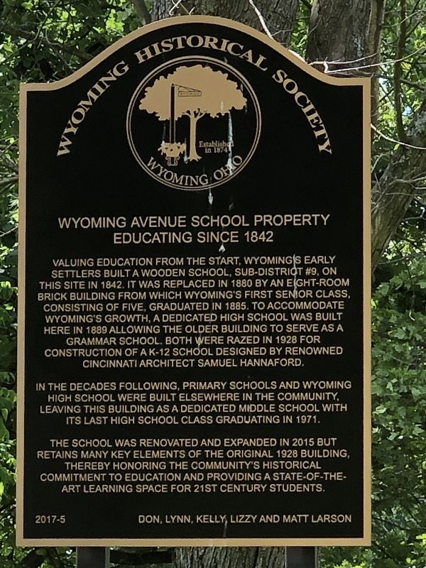 Wyoming Avenue School Property Marker. Click for full size. Wyoming Avenue School Property Marker image. Click for full size.
