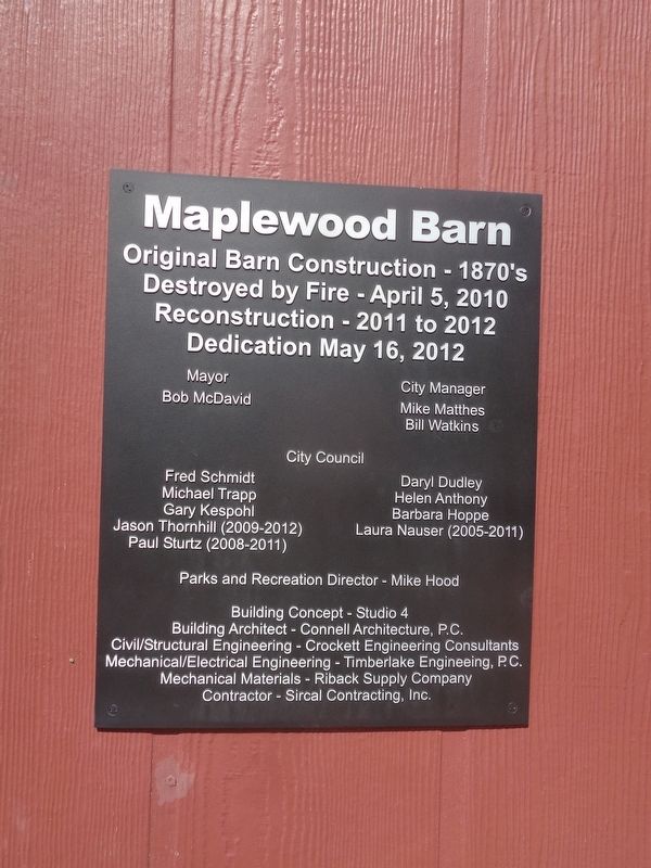 Maplewood Barn and Theatre Marker image. Click for full size.