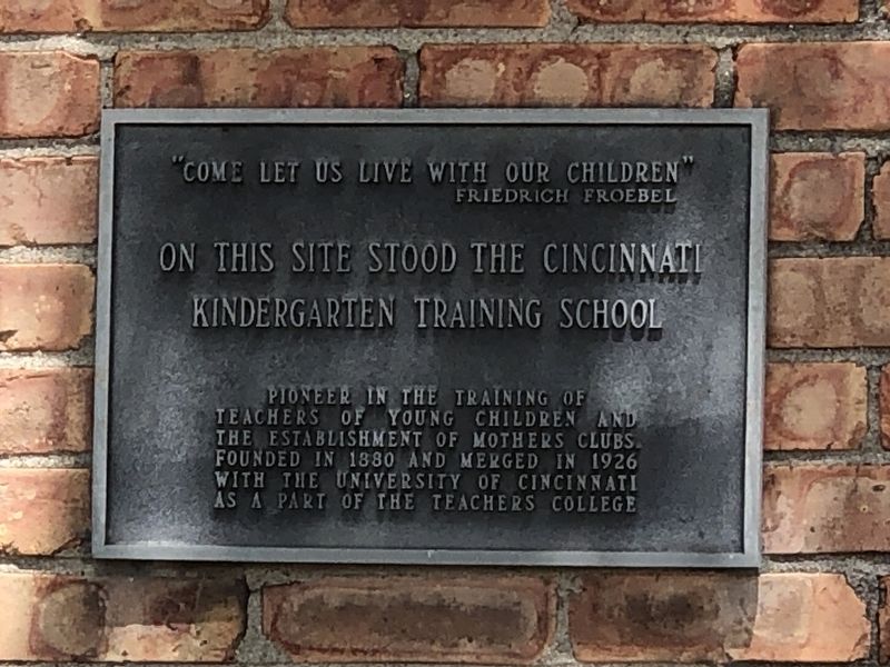 Cincinnati Kindergarten Training School Marker image. Click for full size.