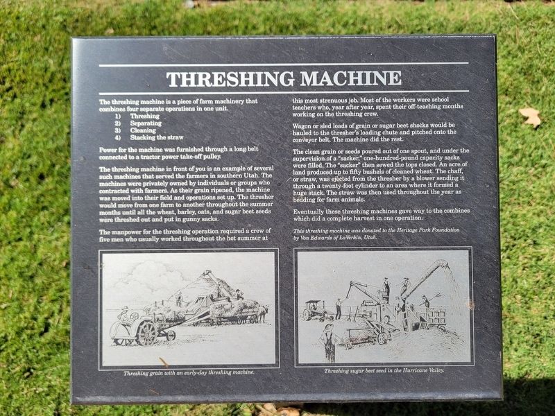 Threshing Machine Marker. Click for full size. Threshing Machine Marker image. Click for full size.