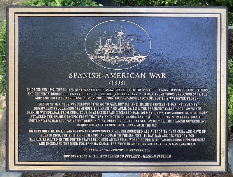 Spanish-American War Marker. Click for full size. Spanish-American War Marker image. Click for full size.