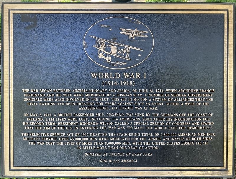 World War I Marker. Click for full size. World War I Marker image. Click for full size.
