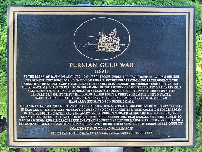 Persian Gulf War Marker. Click for full size. Persian Gulf War Marker image. Click for full size.
