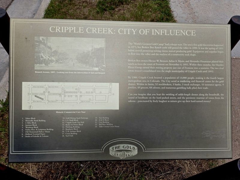 Cripple Creek: City of Influence Marker image. Click for full size.