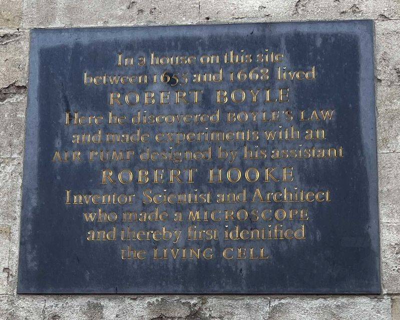 Robert Boyle and Robert Hooke Marker. Click for full size. Robert Boyle and Robert Hooke Marker image. Click for full size.