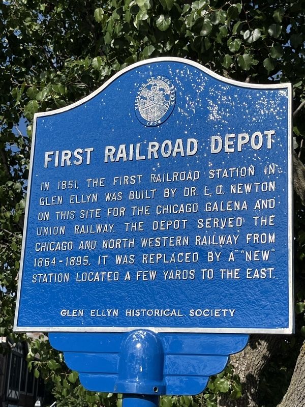 First Railroad Depot Marker. Click for full size. First Railroad Depot Marker image. Click for full size.