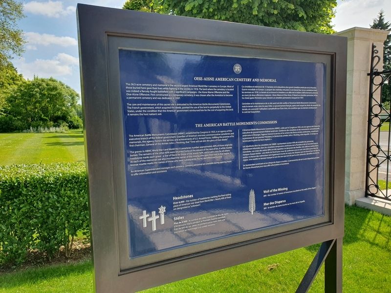 Oise-Aisne American Cemetery and Memorial Marker image. Click for full size.