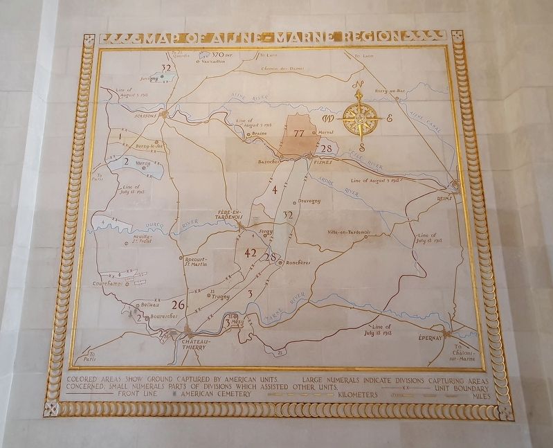 Map of Aisne-Marne Region at the memorial. Click for full size. Map of Aisne-Marne Region at the memorial image. Click for full size.