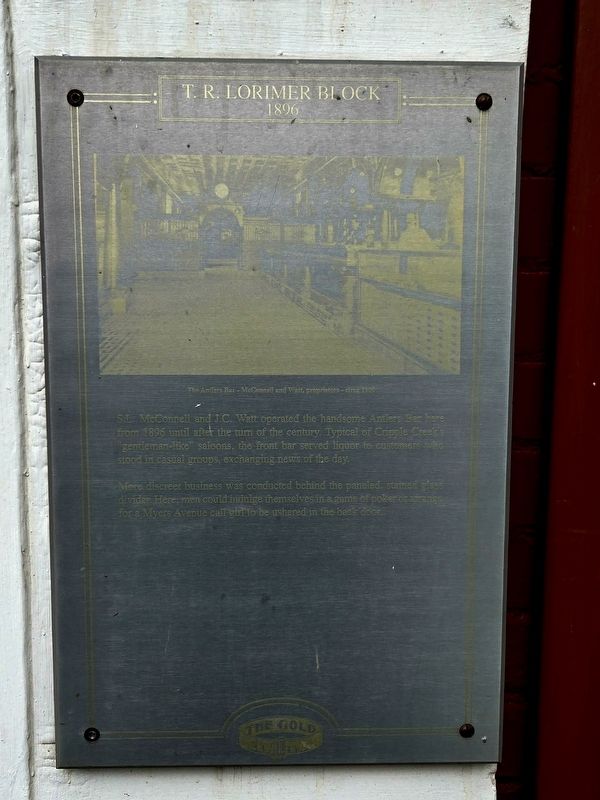 T.R. Lorimer Block 1896 Marker. Click for full size. T.R. Lorimer Block 1896 Marker image. Click for full size.