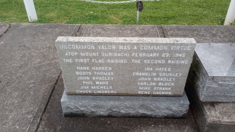 First raising of the U.S. Flag over Mount Suribachi, Iwo Jima Marker. Click for full size. First raising of the U.S. Flag over Mount Suribachi, Iwo Jima Marker image. Click for full size.