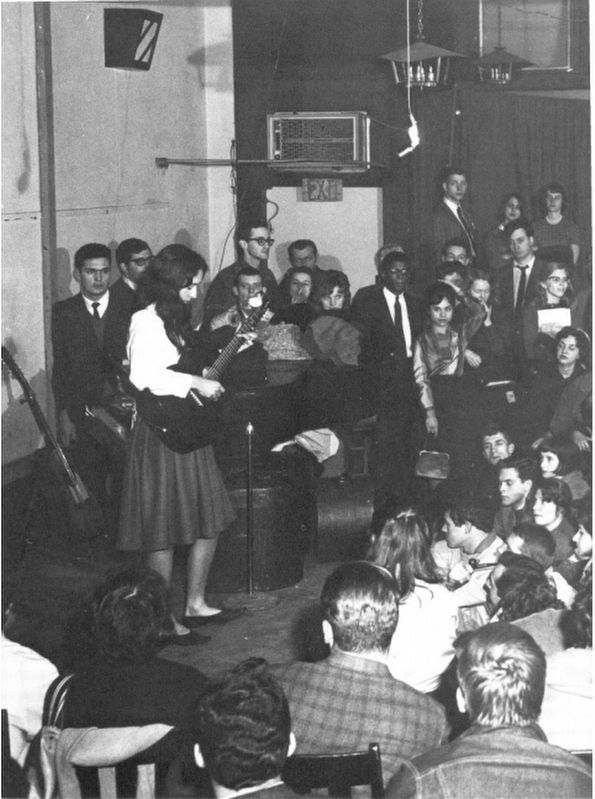 Joan Baez in one of her early performances at Club 47. Click for full size. Joan Baez in one of her early performances at Club 47 image. Click for full size.