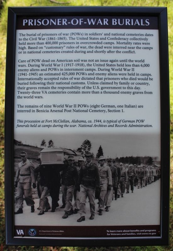 Prisoner-of-War Burials Marker. Click for full size. Prisoner-of-War Burials Marker image. Click for full size.