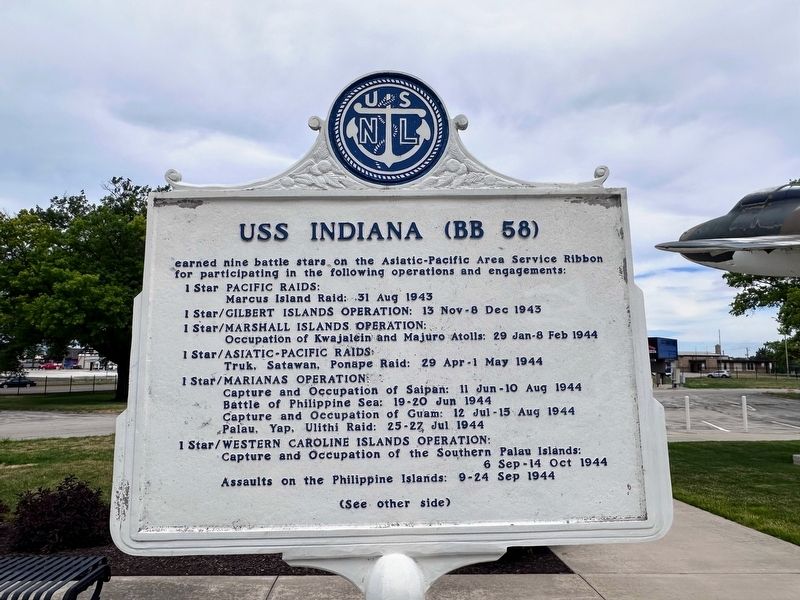 U.S.S. Indiana (BB 58) Marker. Click for full size. U.S.S. Indiana (BB 58) Marker image. Click for full size.