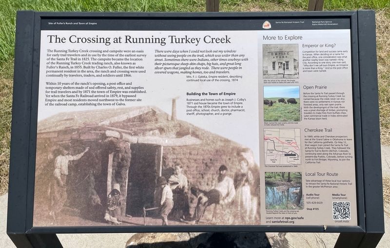 The Crossing at Running Turkey Creek Marker. Click for full size. The Crossing at Running Turkey Creek Marker image. Click for full size.