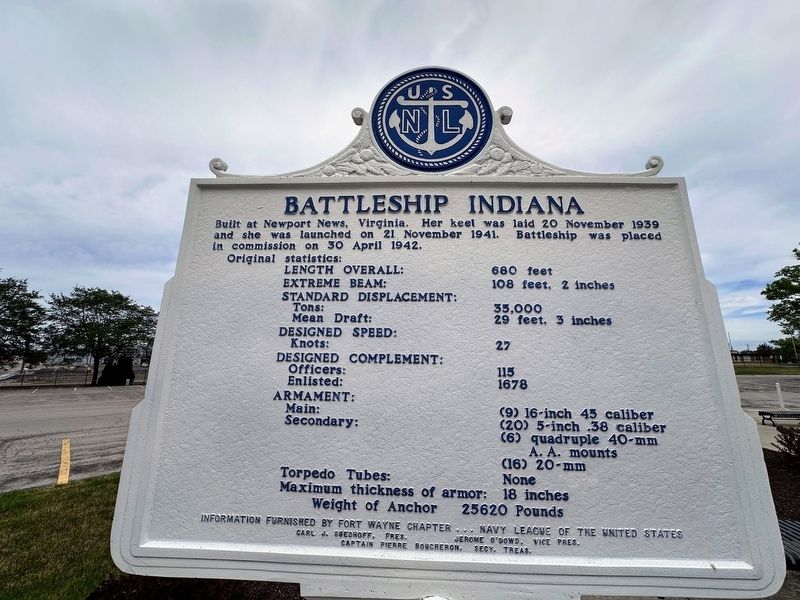 Battleship Indiana Marker. Click for full size. Battleship Indiana Marker image. Click for full size.