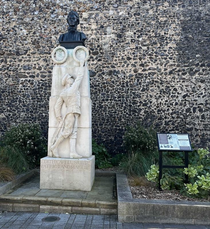 Edith Cavell Statue and Marker. Click for full size. Edith Cavell Statue and Marker image. Click for full size.