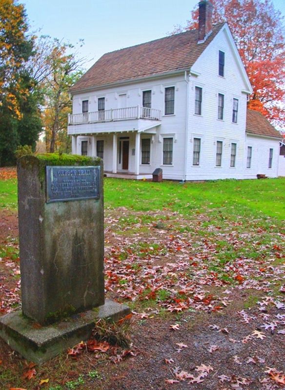OT 1844 Marker with the historic Borst House. Pictured prior to the marker's 2016 restoration.. Click for full size. OT 1844 Marker with the historic Borst House. Pictured prior to the marker's 2016 restoration. image. Click for full size.