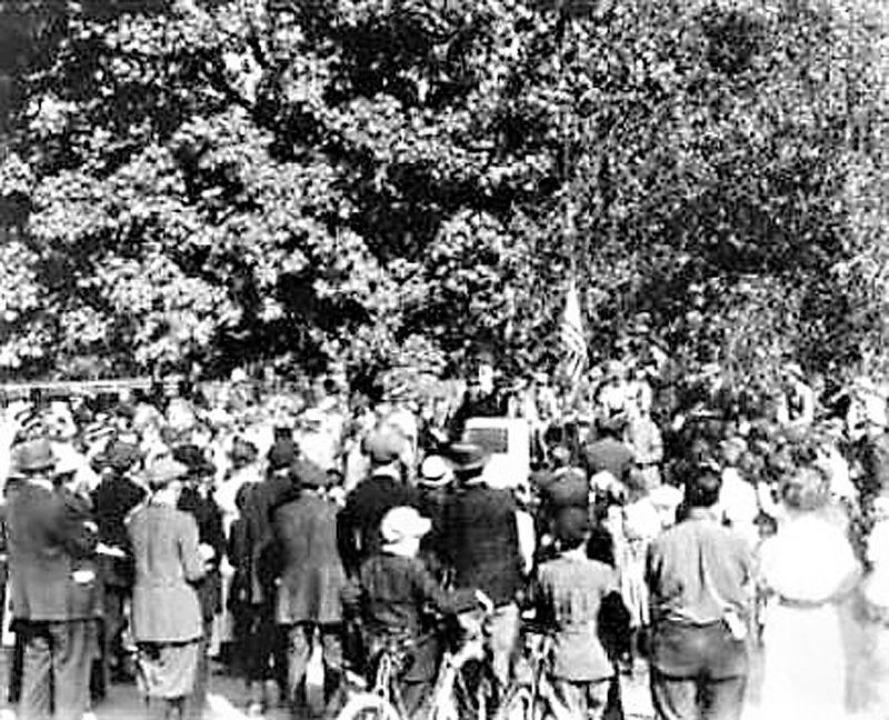 Oregon Trail 1844 Marker at Bush Prairie, dedication ceremony in 1916.. Click for full size. Oregon Trail 1844 Marker at Bush Prairie, dedication ceremony in 1916. image. Click for full size.