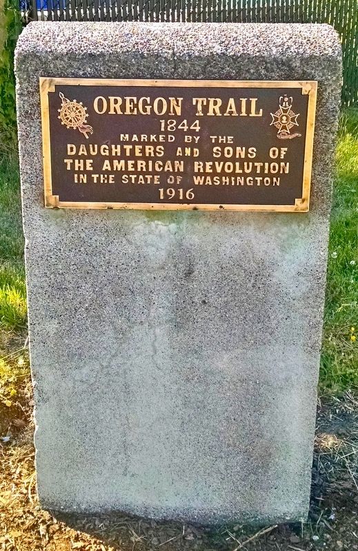 2016 Oregon Trail 1844 Marker in Tumwater, WA restored.. Click for full size. 2016 Oregon Trail 1844 Marker in Tumwater, WA restored. image. Click for full size.