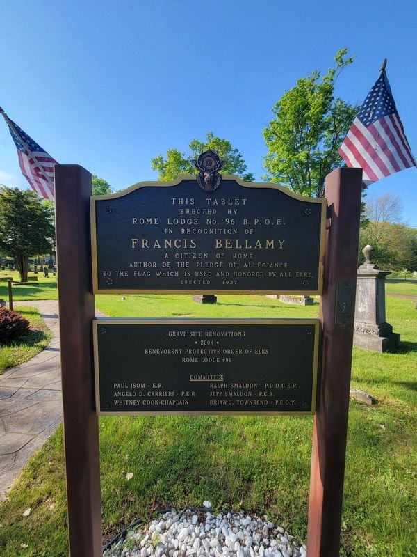 Francis Bellamy Marker. Click for full size. Francis Bellamy Marker image. Click for full size.
