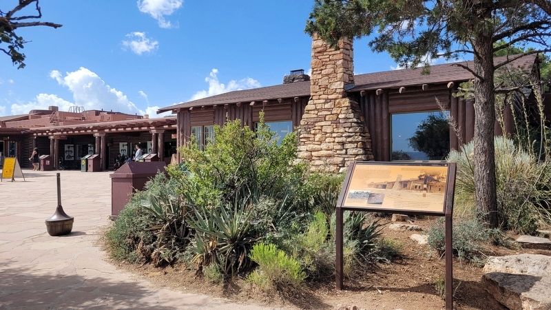 The Bright Angel Lodge and Marker. Click for full size. The Bright Angel Lodge and Marker image. Click for full size.