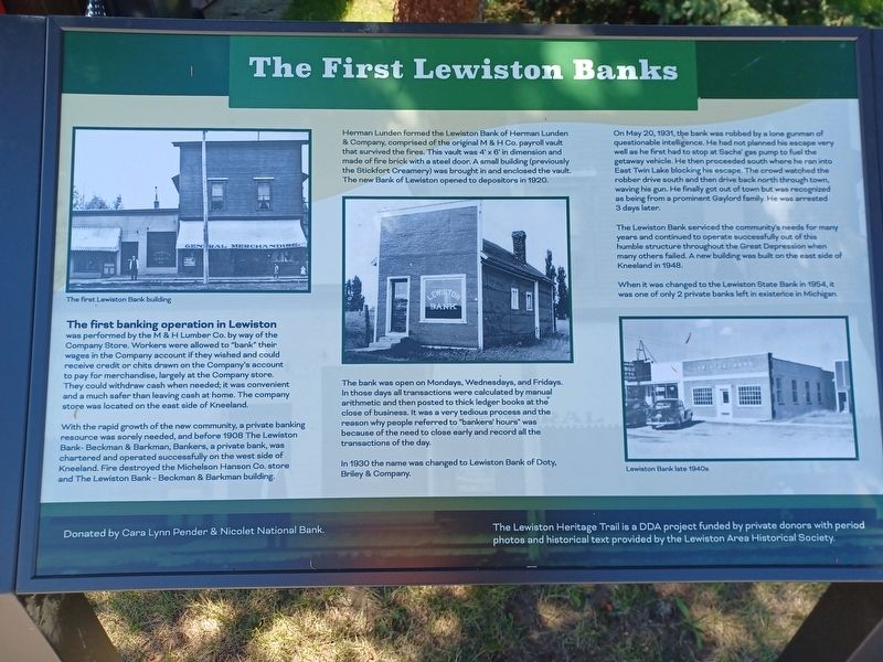 The First Lewiston Banks Marker. Click for full size. The First Lewiston Banks Marker image. Click for full size.