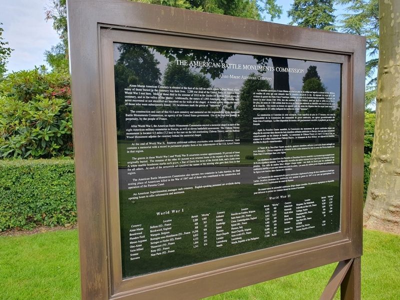 Aise-Marne American Cemetery Marker. Click for full size. Aise-Marne American Cemetery Marker image. Click for full size.