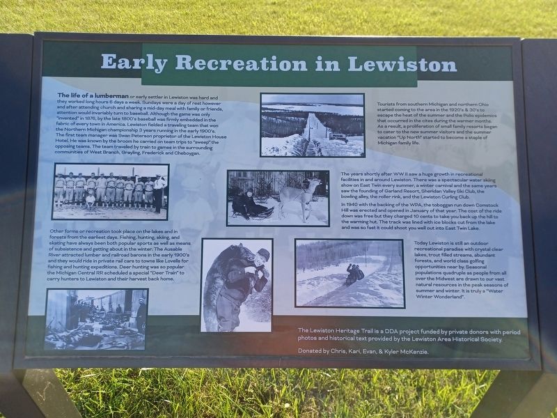 Early Recreation in Lewiston Marker. Click for full size. Early Recreation in Lewiston Marker image. Click for full size.