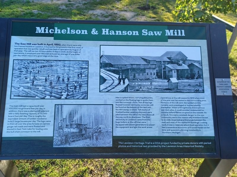 Michelson & Hanson Saw Mill Marker. Click for full size. Michelson & Hanson Saw Mill Marker image. Click for full size.