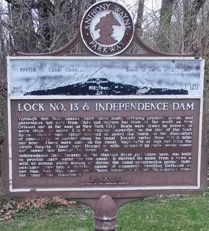 Lock No. 13 & Independence Dam Marker Side image. Click for full size.