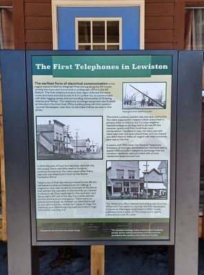 The First Telephone in Lewiston Marker image. Click for full size.