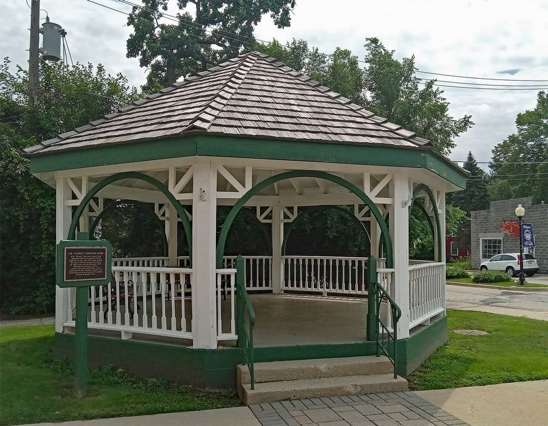J.G. "Curly" Stevens Park Marker next to the park gazebo. Click for full size. J.G. "Curly" Stevens Park Marker next to the park gazebo image. Click for full size.