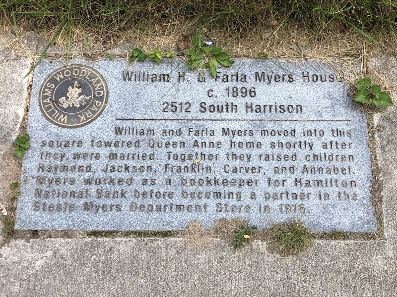 William H. & Farla Myers House Marker. Click for full size. William H. & Farla Myers House Marker image. Click for full size.