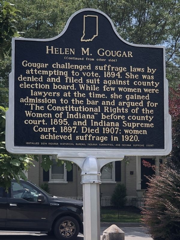 Helen M. Gougar Marker, Side Two. Click for full size. Helen M. Gougar Marker, Side Two image. Click for full size.