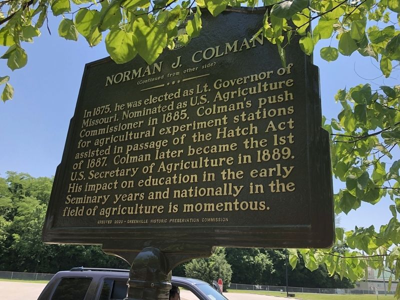 Norman J. Colman Marker, Side Two. Click for full size. Norman J. Colman Marker, Side Two image. Click for full size.