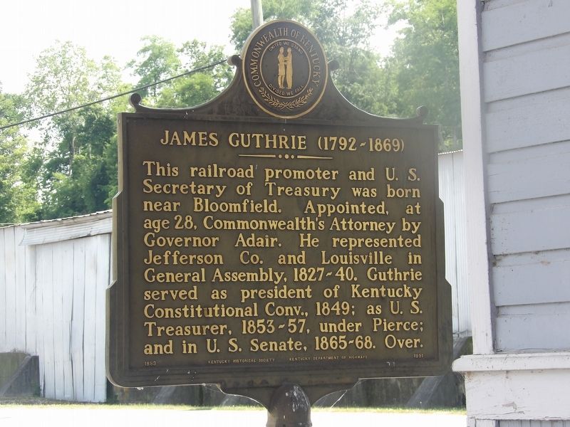 James Guthrie (1792-1869) Marker, Side One. Click for full size. James Guthrie (1792-1869) Marker, Side One image. Click for full size.