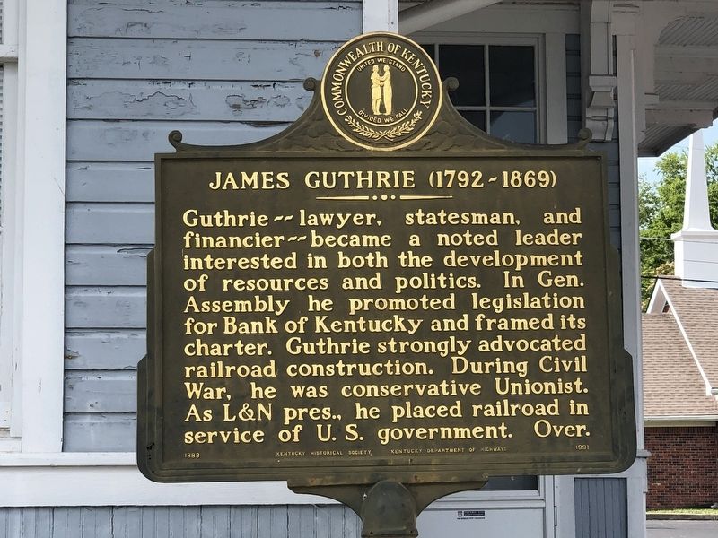 James Guthrie (1792-1869) Marker, Side Two. Click for full size. James Guthrie (1792-1869) Marker, Side Two image. Click for full size.