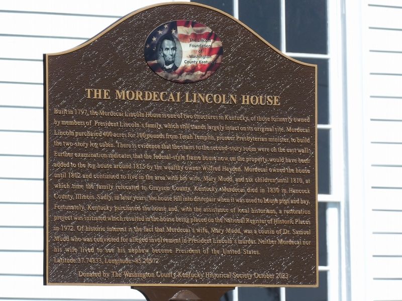 The Mordecai Lincoln House Marker image. Click for full size.