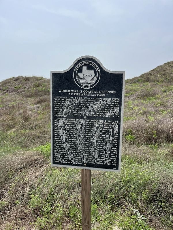 World War II Coastal Defenses at the Aransas Pass Marker - new location image. Click for full size.