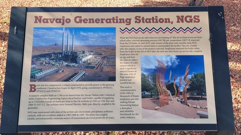 Navajo Generating Station, NGS Marker. Click for full size. Navajo Generating Station, NGS Marker image. Click for full size.