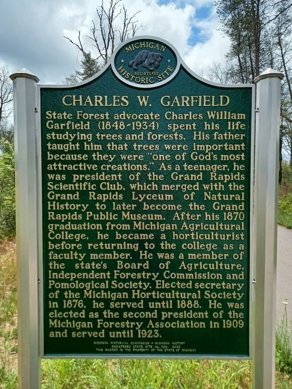Charles W. Garfield Marker — side 1. Click for full size. Charles W. Garfield Marker — side 1 image. Click for full size.
